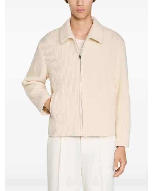 Sandro White Knit-Effect Regular-Collar Jacket for men