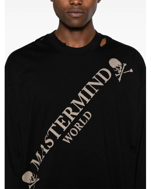 Mastermind Japan Black Ripped Cotton Sweatshirt for men