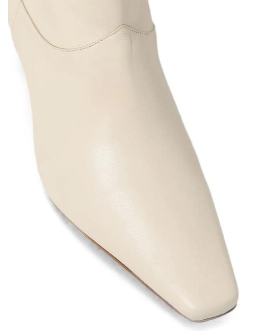 Staud Natural Square-Toe Leather Ankle Boots