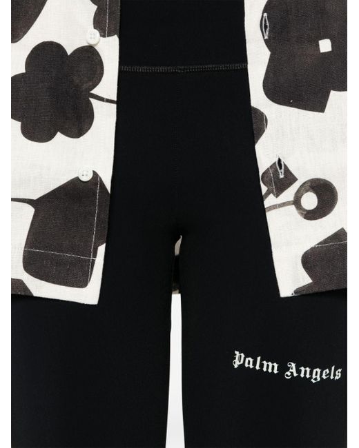 Palm Angels Black Radlershorts mit Logo-Print