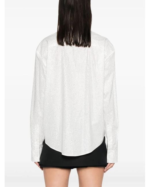 Camisa de popelina con detalles de cristal GIUSEPPE DI MORABITO de color White