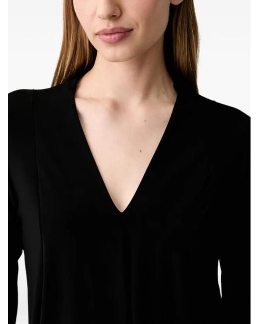 Joseph Ribkoff Black Asymmetric V-Neck Top