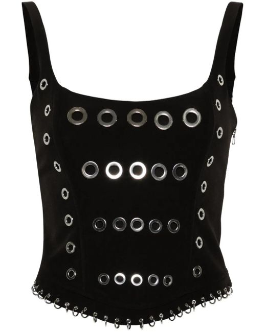 Patrizia Pepe Black Eyelet Cropped Top