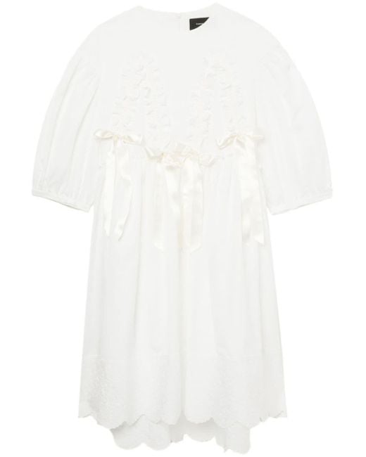 Simone Rocha White Bow-detail Cotton Midi Dress