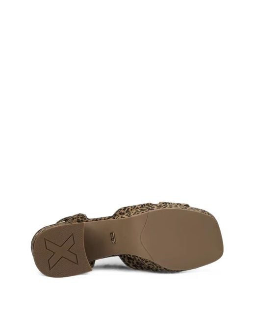 Mexx Brown Leopard-Print Platform Sandals