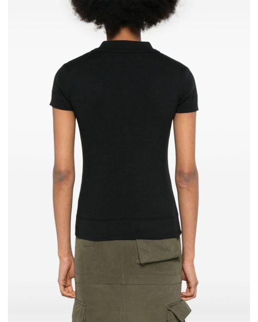 A.P.C. Black Ribbed-knit Polo Top