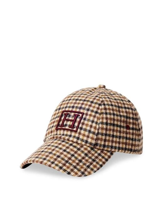 Hackett Natural Check-Pattern Logo-Embroidered Cap for men