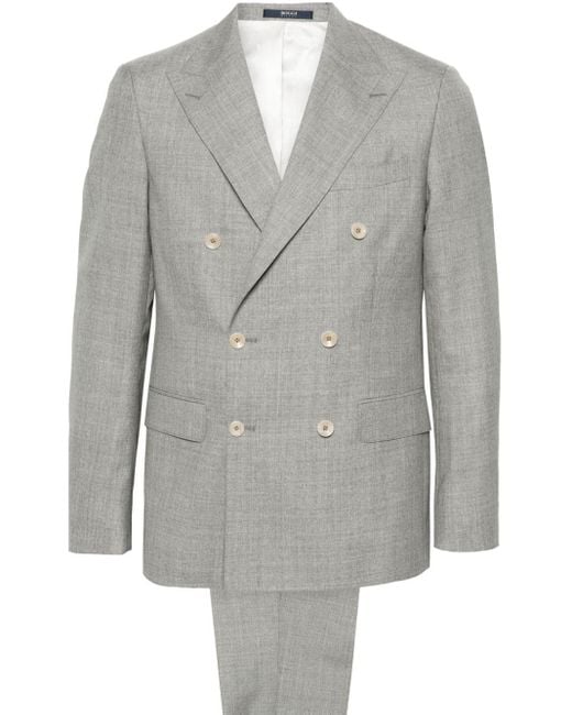 Boggi Gray Double-breasted Wool Suit for men