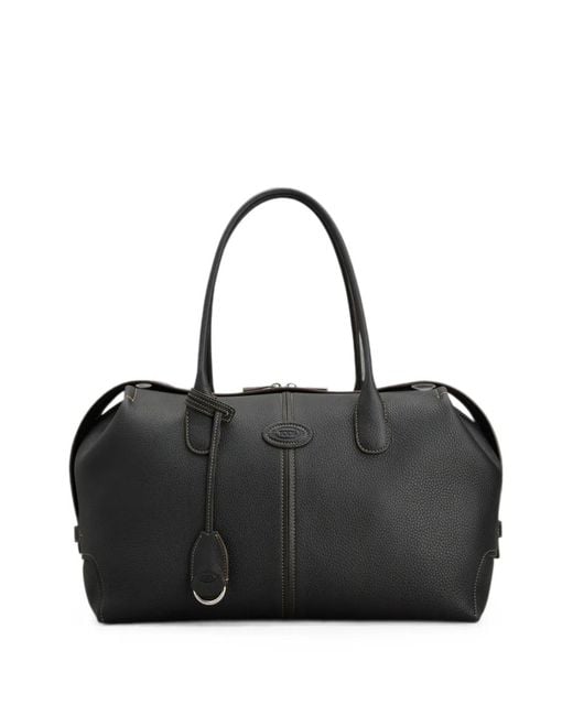 Tod's Black Grained Leather Tote Bag