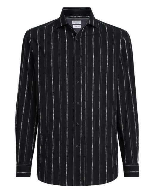 Brunello Cucinelli Black Button-Up Shirt for men