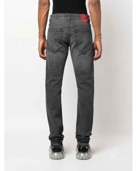 424 Gray Logo-Patch Slim-Fit Jeans for men