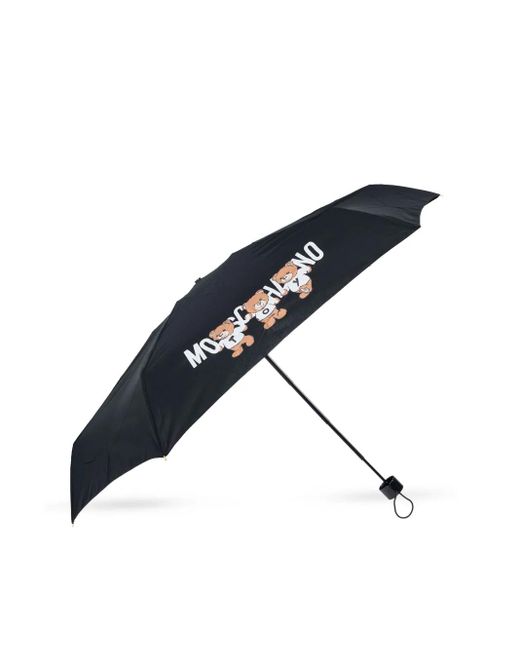 Moschino Blue Teddy Bear-Logo Print Compact Umbrella