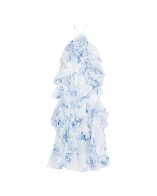 Aje. Women's Blue Pandorea Layered Floral Maxi Dress - benaras.co