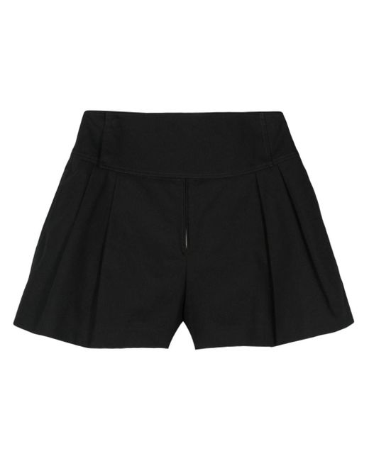 Jil Sander Black Pleated Cotton Shorts