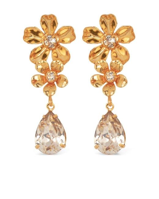 Jennifer Behr Metallic 18kt Gold Plated Milena Crystal Drop Earrings