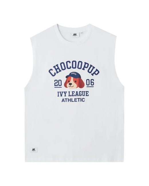 Chocoolate White Sleeveless T-Shirt for men