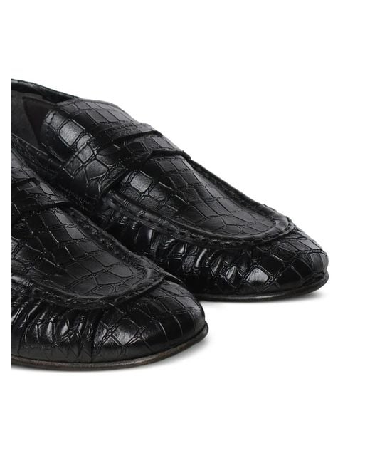 Giuliano Galiano Black Jacob Croc-Effect Leather Loafers for men