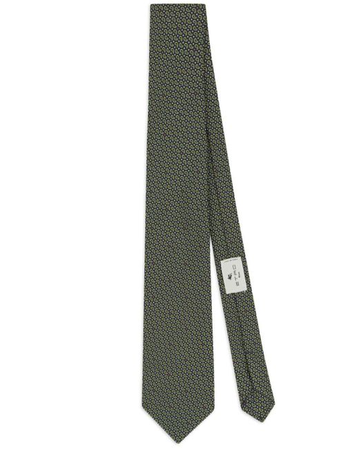 Etro Green Paisley-pattern Silk Tie for men