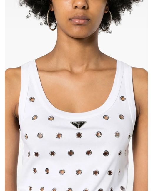 Prada トライアングルロゴ タンクトップ White