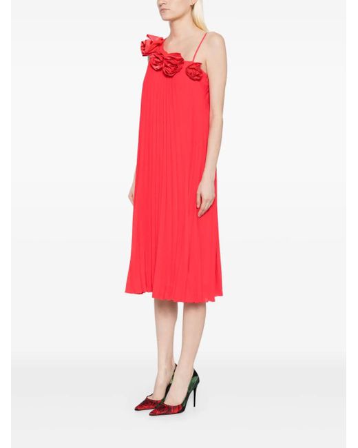 Karl Lagerfeld Red Karl Studio Pleated Dress