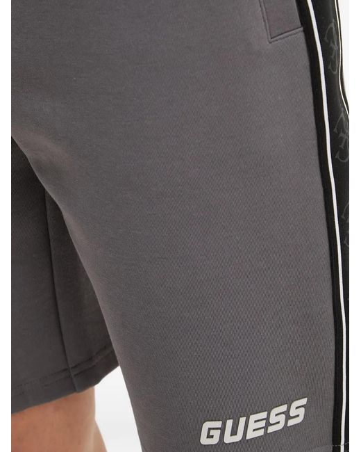 Guess Gray Logo-Detail Striped Cotton Shorts for men