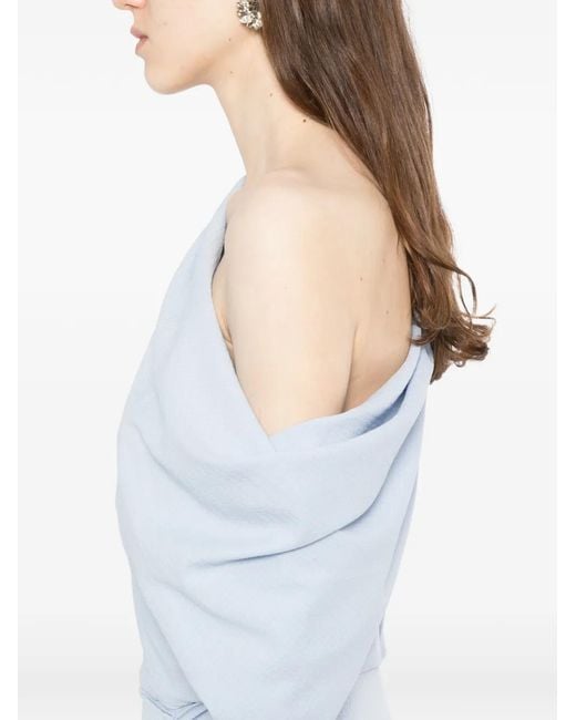 Amsale White Pebble Crepe Slouch Maxi Dress