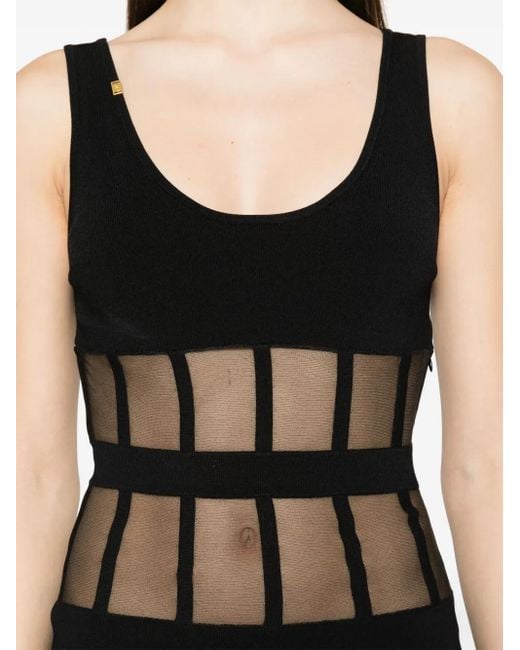 Elisabetta Franchi Black Corset-Cuts Midi Dress