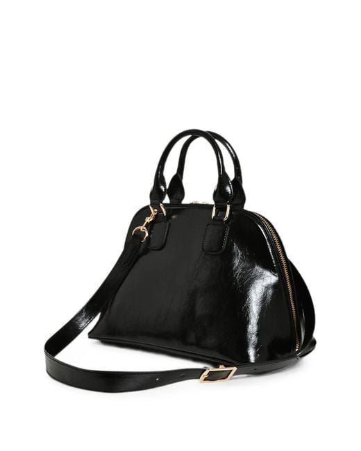 Essentiel Antwerp Black Patent-Effect Karla Shoulder Bag