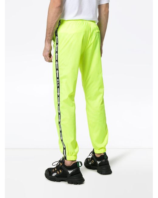 Off White C O Virgil Abloh Logo Stripe Track Trousers In Yellow