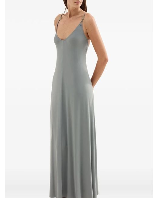 Eres White Sculptural Bead-Embellished Maxi Dress