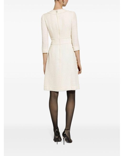 Dolce & Gabbana White A-Line Tweed Dress