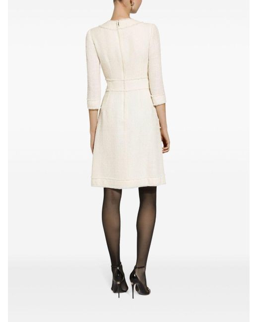 Dolce & Gabbana White A-line Tweed Dress