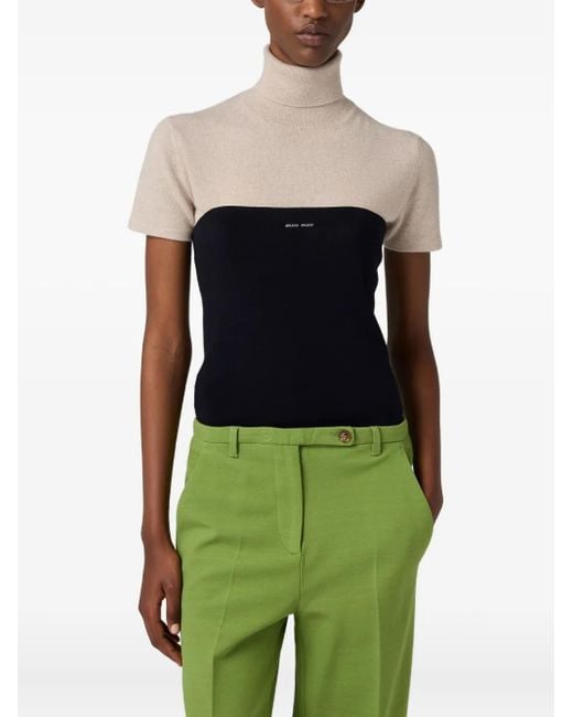 Miu Miu Black Intarsia-Logo Top