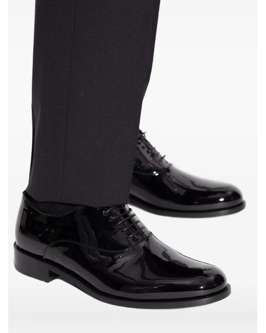Giorgio Armani Black Patent-Leather Lace-Up Shoes for men
