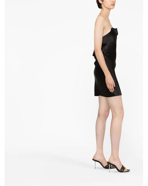 Givenchy Black Draped Backless Silk-Satin Minidress