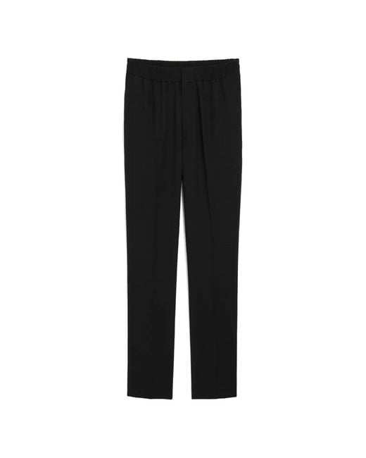 AMI Black Elasticated-Waist Wool Trousers for men