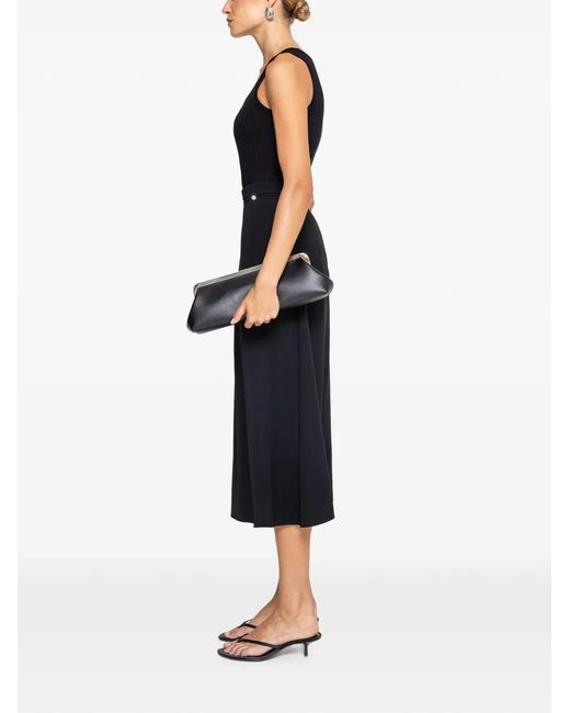 Nissa Black High-Waisted Midi Skirt