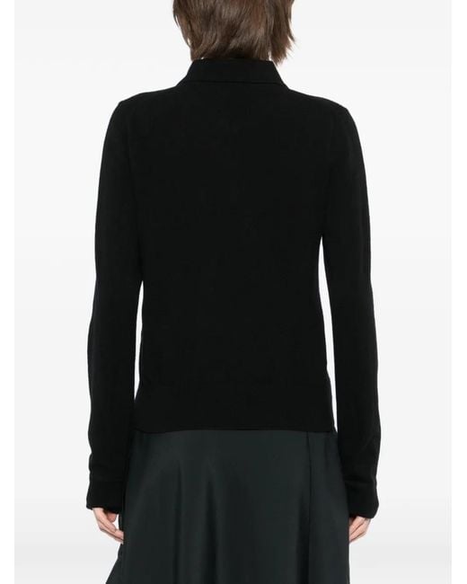 Jil Sander Black Lightweight Wool Polo