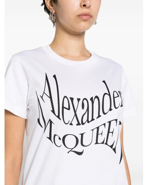 Alexander McQueen Katoenen T-shirt Met Logoprint in het White