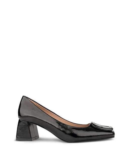 SERGIO MORETTI FIRENZE Black Buckle-Detail Heeled Pumps