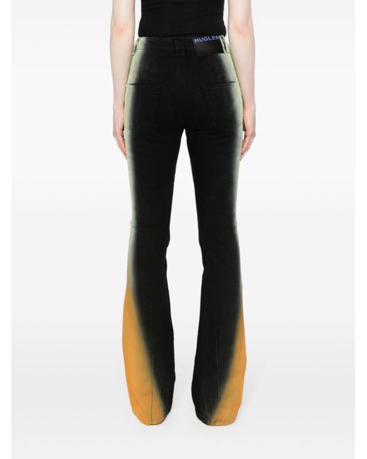 Mugler Black Gradient-effect Mid-rise Flared Jeans