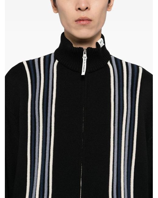 Maison Mihara Yasuhiro Black Stripe-Detail High-Neck Cardigan for men