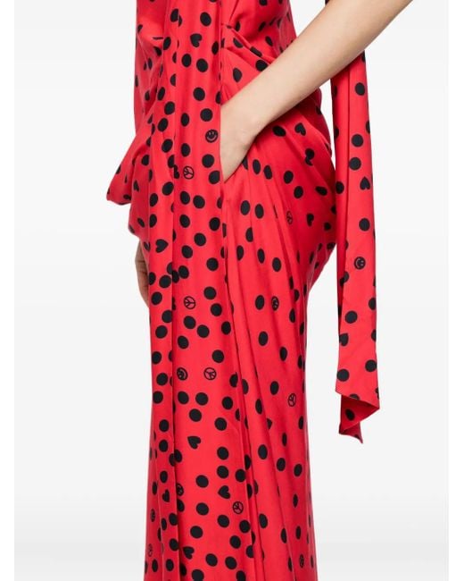 Moschino Red Graphic-Print Asymmetric Dress