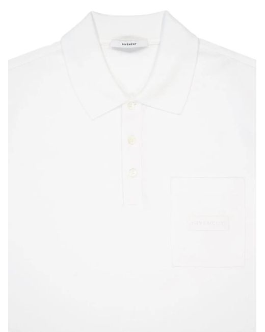 Givenchy White Regular-Fit Patch-Pocket Polo Shirt for men