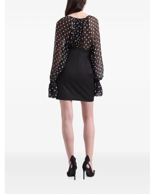 Nina Ricci Black Polka-Dot Silk Blouse