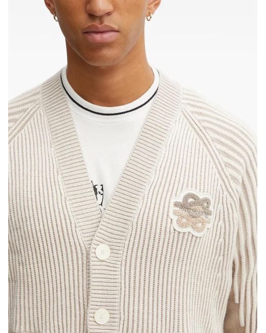 Filling Pieces White Atmosphere Ribbed Cardigan for men