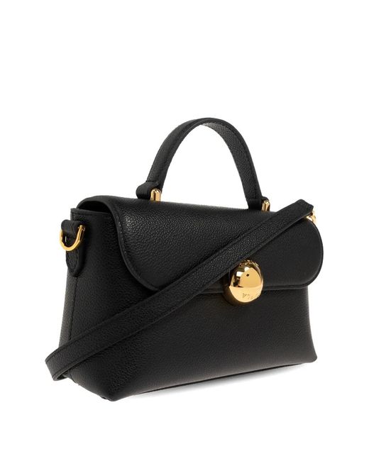 Furla Black Moonlight Grained Leather Tote Bag
