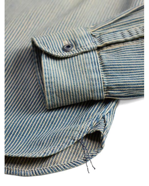 RRL Gray Striped Long-Sleeve Shirt for men