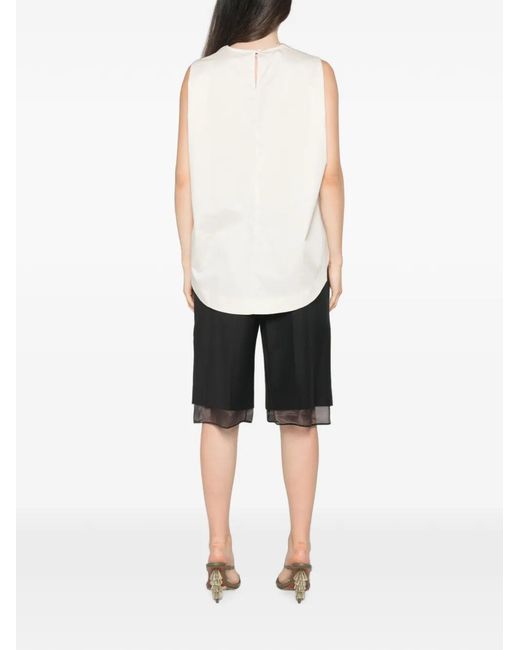 MOUTAKI White Sleeveless Round-Neck Blouse