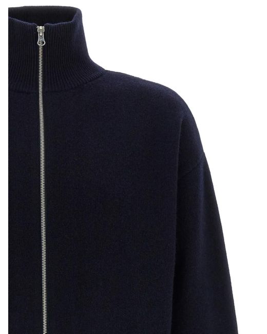 Extreme Cashmere Blue Zip-Neck Cashmere Cardigan
